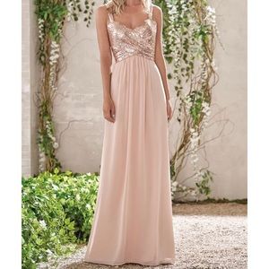 Blush brides maid prom dress